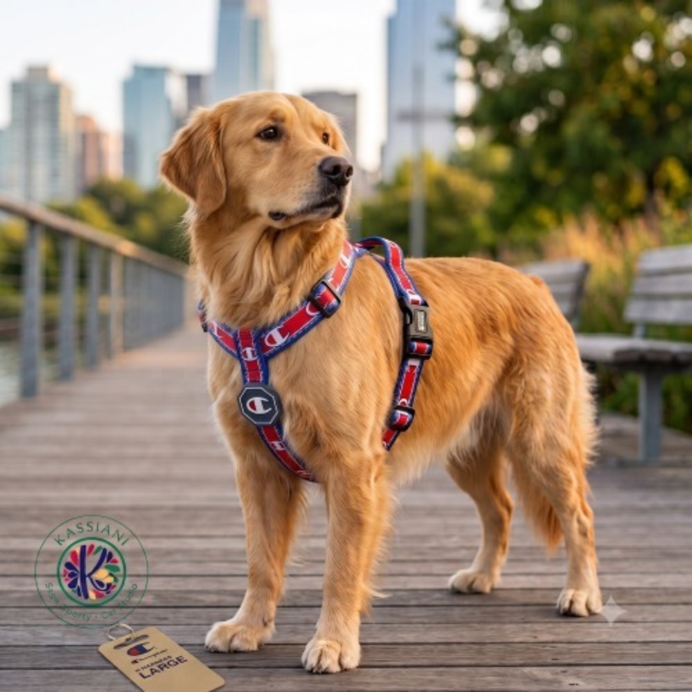 Fresh Pawz Champion C Logo Dog Harness Adjustable Red Blue Large